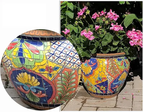 Miniatura 7 de HM&DX Maceta de cerámica, cerámica mexicana, maceta grande, maceta pintada a mano, macetas para interiores y exteriores, macetas para suculentas