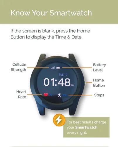 Miniatura 2 de Connected Caregiver Safety+ 4G Sistema de alerta médica para personas mayores: reloj inteligente, detección de caídas, monitoreo 24/7, ubicación