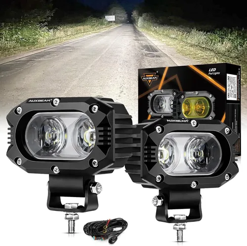 Auxbeam Cápsulas LED de cubo de 4 pulgadas, luces superbrillantes de 60 W, luces auxiliares de inundación, luz de conducción de motocicleta, para