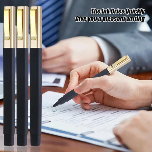 Miniatura 8 de 6 paquetes de bolígrafos de gel negros de 0.5 mm de punta media, bolígrafos de tinta de gel con tapa, secan rápidamente, bolígrafo de punta redonda