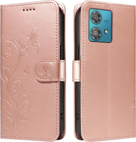 Miniatura 97 de Funda para Motorola Moto E22/E22i, piel sintética, con tarjetero y correa para la muñeca, a prueba de golpes, funda magnética para Motorola Moto Rojo