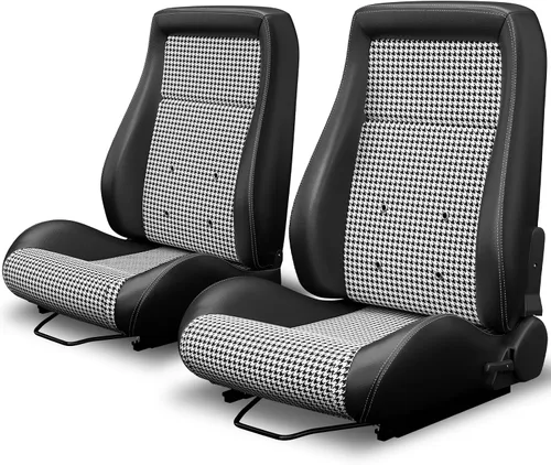 Miniatura 19 de 2 piezas de asientos universales de carreras con deslizadores de doble bloqueo, 1 par de asientos de cubo de cuero PVC con dos almohadas de Negro