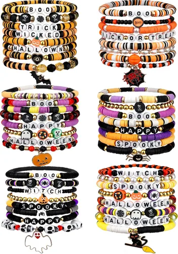Miniatura 11 de LUYI 32 piezas de pulseras de joyería preppy para mujer, cuentas de arcilla, coloridas, pulseras heishi estilo surfista, conjunto de pulseras