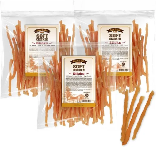 Miniatura 10 de Gootoe Golosinas para perros, carne seca de pollo para perros, golosinas de entrenamiento para perros; alta en proteínas, sin gluten