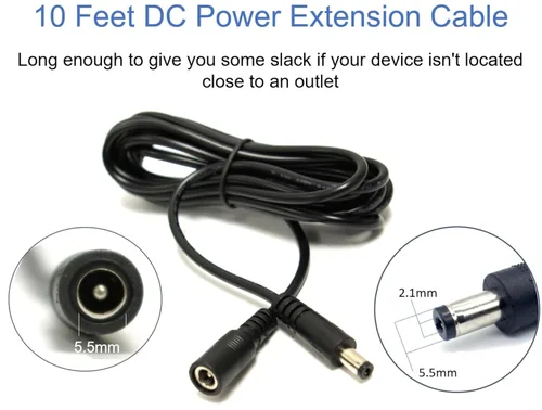 Miniatura 3 de [20AWG] 10ft DC Power Extension Cable Cord for 12V AC DC Power Supply Adapter, CCTV Security Camera, DVR, NVR, LED Light Strips, 12V Home Appliances
