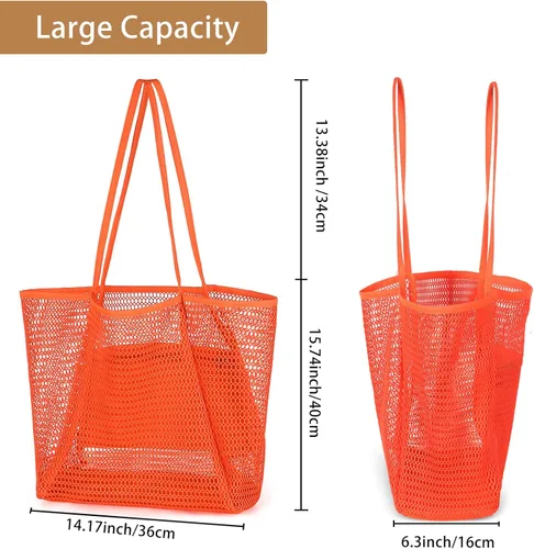 Miniatura 2 de WantGor Bolsa de malla de playa, bolso de compras para mujer, bolso de compras para mujer, bolso de viaje casual, bolsas de hobo plegables de gran