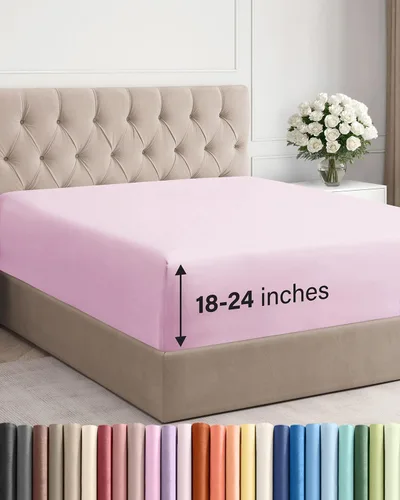 Miniatura 63 de Sábana bajera ajustable extra profunda tamaño completo – Sábana bajera individual de lujo para hotel únicamente – Se adapta fácilmente a colchones