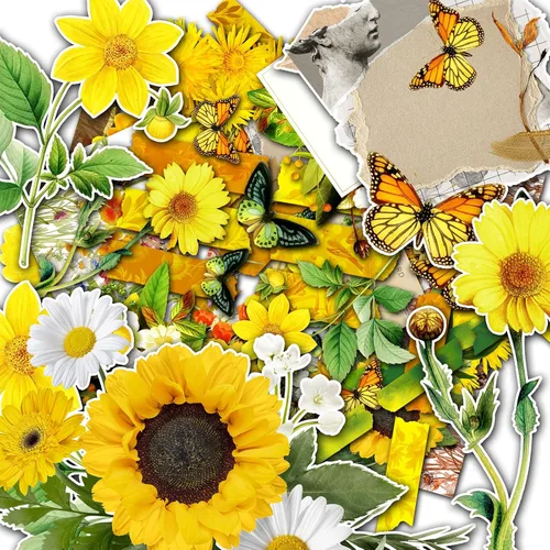 Miniatura 2 de HANATABA - Paquete de papel (15 hojas de 8 x 11 pulgadas), flores y mariposas brillantes de verano HANATABA Vintage Art Deco para Decoupage Papel