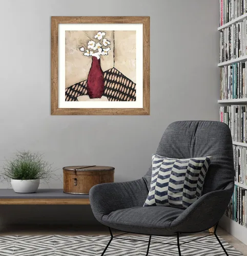 Miniatura 5 de Amanti Art Framed Wall Art Print 28x28 Retro Red Vase by Judi Bagnato, Abstract Wall Art, Modern Contemporary Decor, Medium Poster Painting Artwork