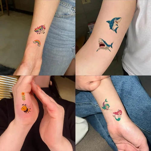 Miniatura 3 de Tatuaje temporal brillante para niños, 400 piezas de estilo mixto que brillan en la oscuridad, tatuajes adhesivos