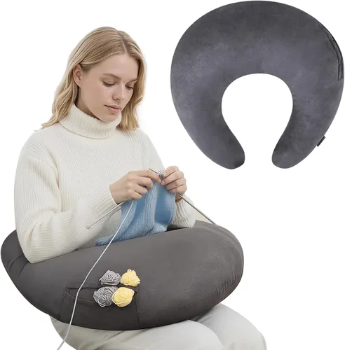 ENITYA U-Shaped Ergonomic Reading & Gaming Pillow with Arm Elbow Support for Adults Kids, Bed Rest Pillow for Crocheting, Knitting & Working,