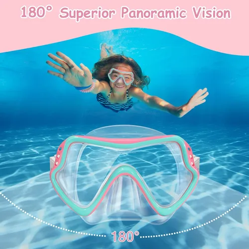 Miniatura 2 de Gafas de natación para niños con cubierta de nariz para jóvenes de 8 a 15 años, antivaho HD Visión Gafas de piscina gafas de natación de agua Rosa