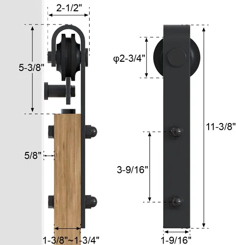 Miniatura 7 de WINSOON Kit de herrajes para puerta corrediza doble de granero para puertas dobles, armario de madera, superficie negra, estilo antiguo