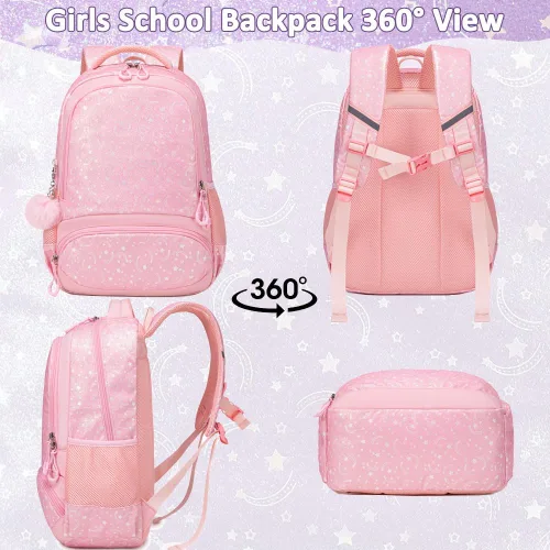 Miniatura 74 de Juego de mochila para niñas y adolescentes, mochila escolar para niños con bolsa para el almuerzo, estuche para lápices, mochilas escolares