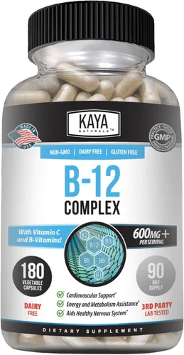 Miniatura 10 de Kaya Naturals Complejo B-12 Suplemento multivitamínico para mujeres y hombres potenciador de energía y metabolismo Vitamina del complejo B