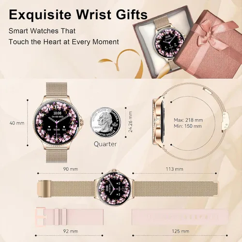 Miniatura 7 de Efolen Relojes inteligentes para mujer, responder/hacer llamadas, reloj inteligente de 1.27 pulgadas para monitor de frecuencia cardíaca, monitor