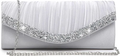 Miniatura 7 de Dasein Bolsos de mano para mujer, bolsos de noche formales con diamantes de imitación para boda, fiesta, baile de graduación, bolso elegante Verde