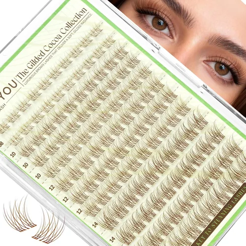 KEYYOU Extensiones de pestañas de Velure color marrón Venus Natural Wispy C Curl Manga de 0.315-0.630 pulgadas con banda invisible suave, estilo
