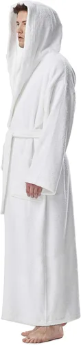Miniatura 3 de Arus - Bata de baño clásica de algodón turco con capucha para hombre, con opción de longitud larga