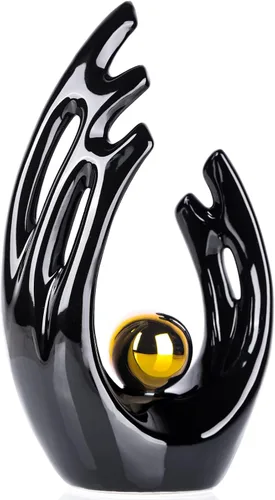 Miniatura 14 de XMGZQ Estatuas y esculturas de cerámica abstracta, estatuas de cerámica de arte negro y dorado, decoración moderna para el hogar, sala de estar