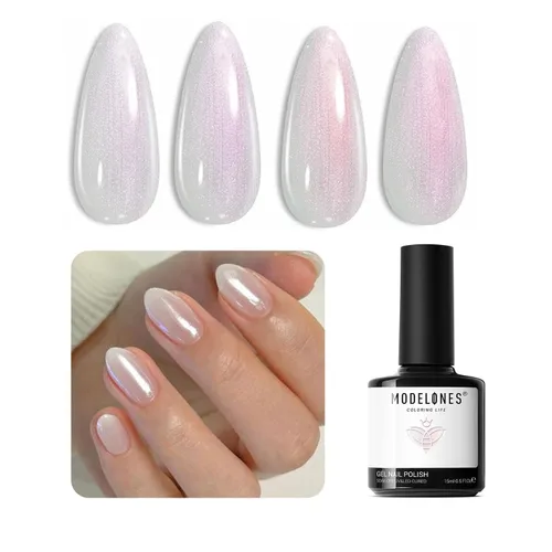 Miniatura 31 de Modelones Esmalte de uñas de gel ojo de gato arco iris con lentejuelas plateadas holográficas, esmalte de uñas de gel 9D con barra magnética, apto