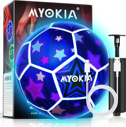 Balón de fútbol iluminado que brilla en la oscuridad, tamaño 5, regalos deportivos para interiores y exteriores, ideas de cumpleaños para niños de 3