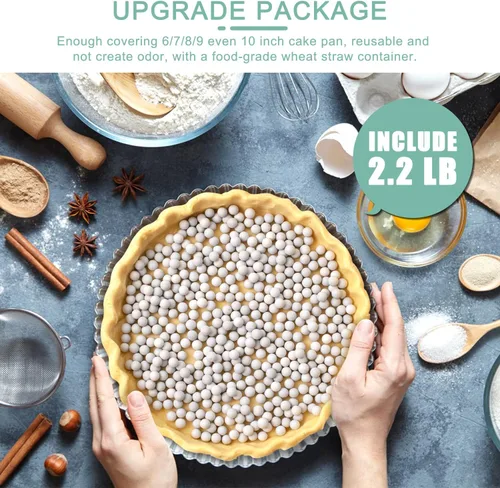 Miniatura 2 de EIMMBD Pesas de cerámica para tartas, 2.2 libras, pesos de pastel de 0.394 pulgadas para hornear ciegos, pesos naturales reutilizables para tartas
