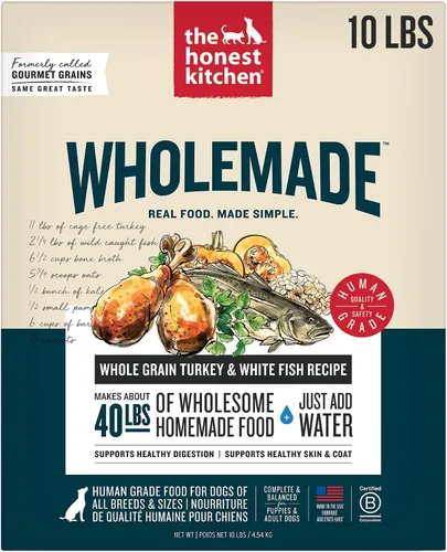 The Honest Kitchen Alimento integral deshidratado de grado humano para perros, pavo integral y pescado blanco, 10 libras