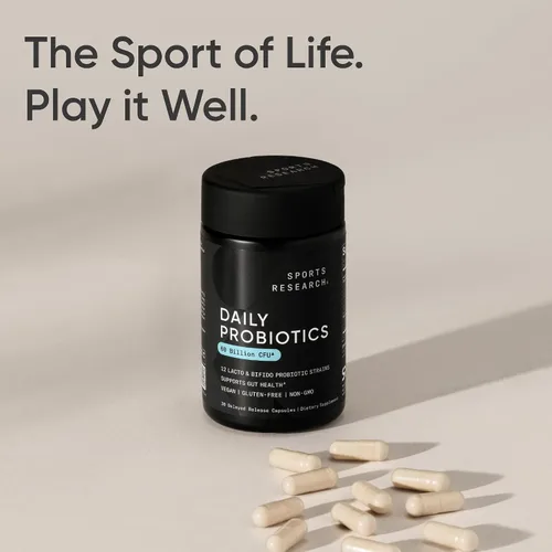 Miniatura 7 de Sports Research Probióticos diarios con prebióticos, 60 mil millones de UFC, cápsulas veganas para la salud intestinal y apoyo digestivo