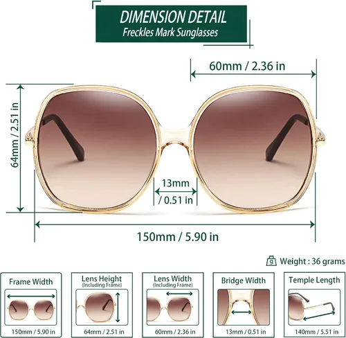 Miniatura 6 de Freckles Mark Gafas de sol cuadradas de gran tamaño de los años 70 para mujer, marco de plástico rectangular vintage