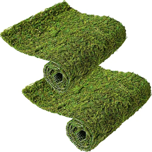 Jutom 2 rollos de camino de mesa de musgo seco de 12 x 40 pulgadas, hoja preservada, verde artificial para manualidades, fiestas, bodas, decoración