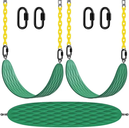Dolibest Asientos de columpio resistentes (paquete de 2) con cadena de 66 pulgadas y mosquetones, juego de columpio con revestimiento de plástico