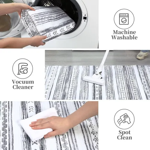 Miniatura 7 de GlowSol Alfombra de pasillo lavable de 2 x 6 pies, antideslizante, suave, alfombra de baño que no se desprende, alfombra de interior de pelo bajo