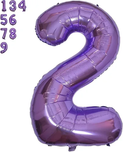 DIWULI Globos de número 40 pulgadas, color morado, globo grande del número 2, globos morados grandes, suministros de decoración de fiesta de 2º
