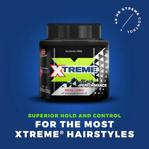 Miniatura 3 de Xtreme Black Performance Styling Gel para el cabello para hombres, sin alcohol, control Xtreme de 48 horas con aloe vera, tarro de 8.82 onzas