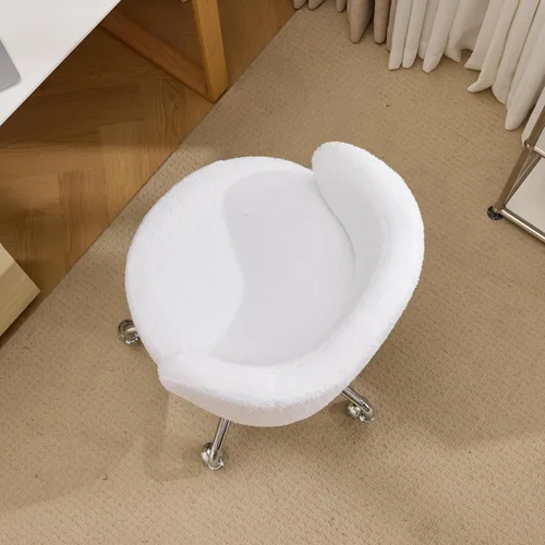 Miniatura 6 de VINGLI Bonita silla de escritorio giratoria pequeña, cómoda con ruedas, soporte lumbar ergonómico de respaldo bajo, taburete rodante para tocador