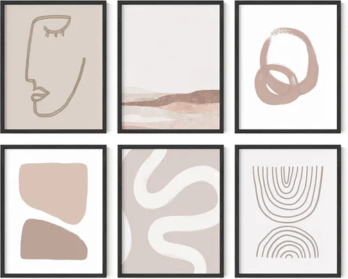 Miniatura 17 de HAUS AND HUES Arte abstracto negro para pared, juego de 6 impresiones artísticas modernas de líneas negras y grises, arte abstracto geométrico Juego