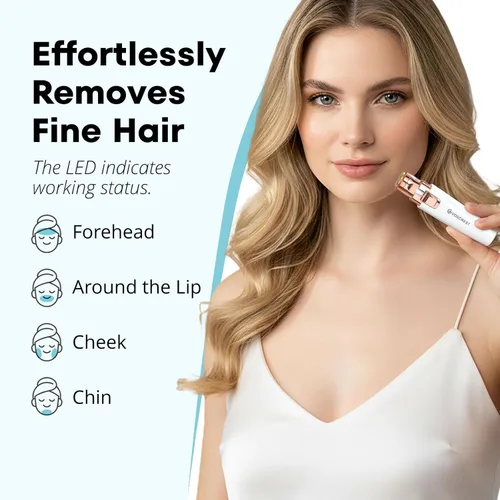 Miniatura 3 de Removedor recargable de cejas y vello facial para mujeres, maquinilla de afeitar 2 en 1 con luz LED integrada para depilación sin dolor Blanco