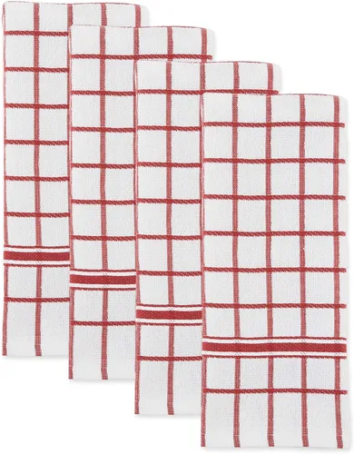 Miniatura 2 de DII Basic Terry Collection - Juego de paños de cocina con ventana, 16 x 26 pulgadas, rojo granero, 4
