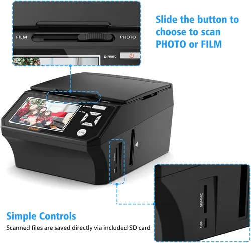 Miniatura 5 de Foto, tarjeta de identificación, escáner de diapositivas y negativos con pantalla LCD grande de 5 pulgadas, digitalizador de película