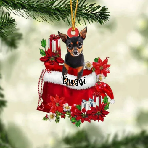 Miniatura 181 de Perro Akita Inu personalizado en bolsa de regalo, adorno de Navidad, nombre personalizado, regalo para amantes de los perros, familia, Navidad
