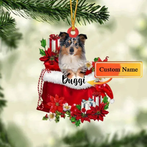 Miniatura 114 de Perro Akita Inu personalizado en bolsa de regalo, adorno de Navidad, nombre personalizado, regalo para amantes de los perros, familia, Navidad