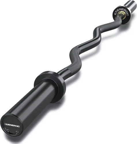 Barra olímpica EZ Curl de 47 pulgadas, barra de acero de 500 libras de capacidad, adecuada para placas de peso de 2 pulgadas, barra de rizo de 2
