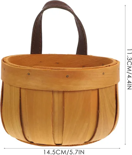 Miniatura 4 de Homoyoyo Cesta de frutas colgante cesta de mimbre tejida a mano cesta de almacenamiento de madera portátil colgante de pared cesta de flores