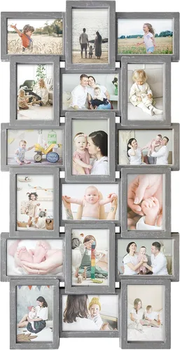 HELLO LAURA - Marco de fotos de 4 x 6 pulgadas con collage y 18 espacios para pared - Gran marco de fotos con collage para decoración de pared en