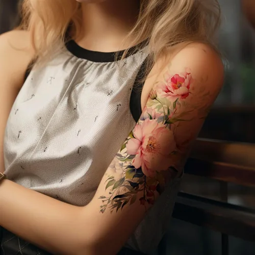 Miniatura 5 de Everjoy Kit de hojas de tatuaje temporal de flores, 12 calcomanías de tatuaje floral de acuarela grandes, 13 diseños de tatuajes de flores falsas