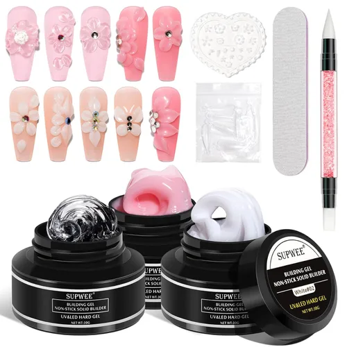 Miniatura 10 de Gel de Escultura 3D en Blanco Perla para Arte en Uñas, Gel Constructor Sólido Antiadherente para Manos, Uñas Duras para Extensión, Moldeado