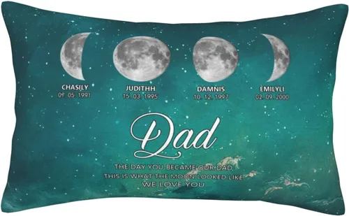 Miniatura 14 de Custom The Day You Became Our Mom Pillow Cover, Personalized Family Birth Moon Phase Pillowcases with Name Birthdate Gift for Mom Dad Father's Day