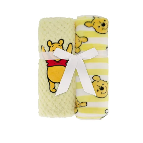 Miniatura 3 de Disney Paquete de 2 mantas de bebé para bebés y recién nacidos, manta de forro polar texturizado de felpa Winnie The Pooh, regalo unisex perfecto