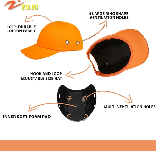 Miniatura 2 de Zojo Gorra de béisbol con 5 unidades, reflectante, transpirable, ligera, gorra de seguridad para hombres y mujeres 5PCS-sarga naranja neón